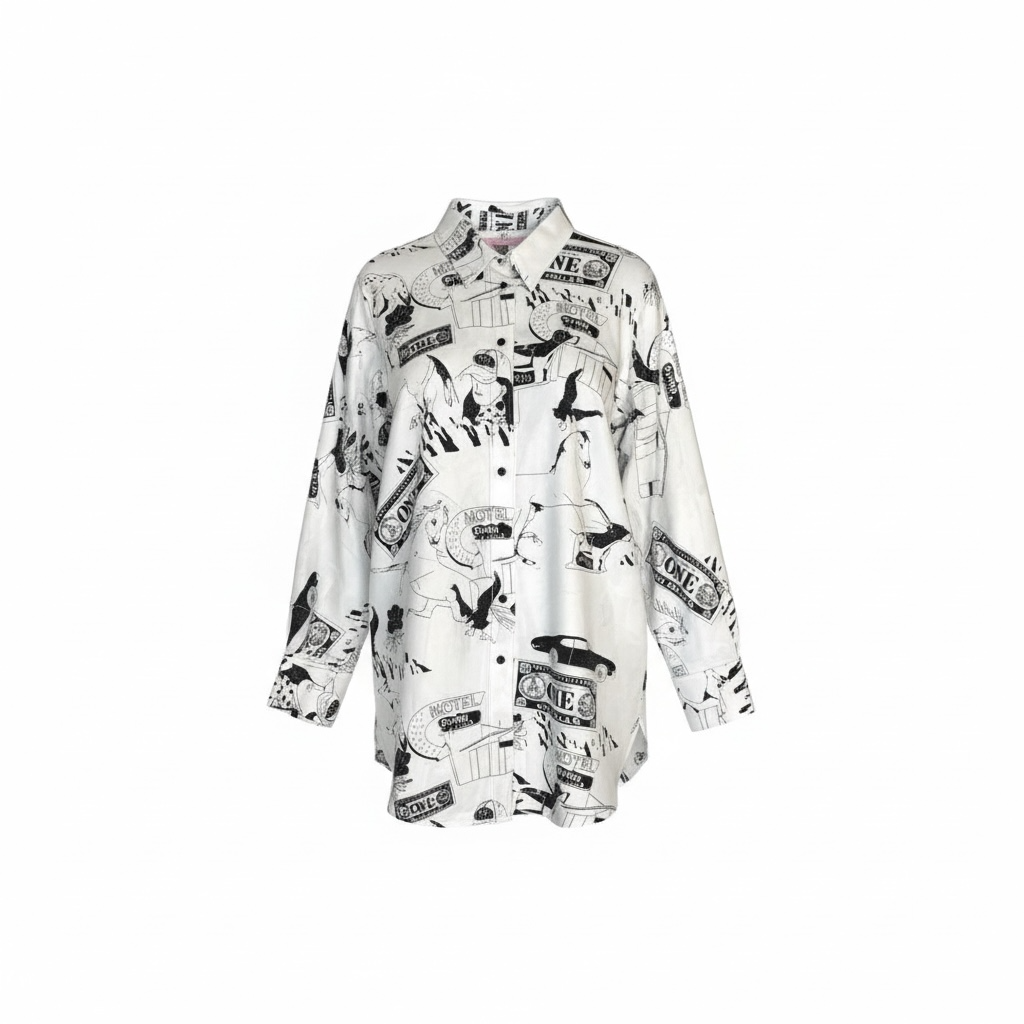 Bimba Y Lola Cartoon Print Long shirt (Size XL)