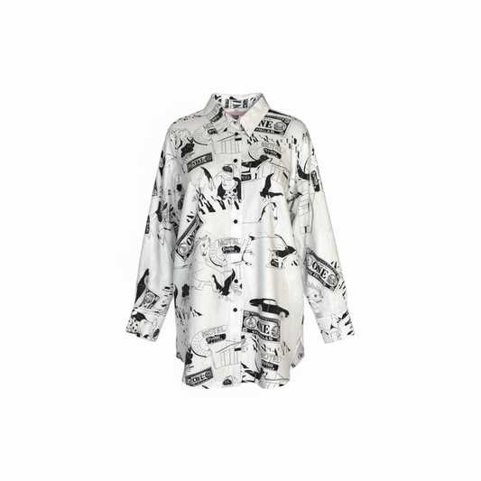 Bimba Y Lola Cartoon Print Long shirt (Size XL)