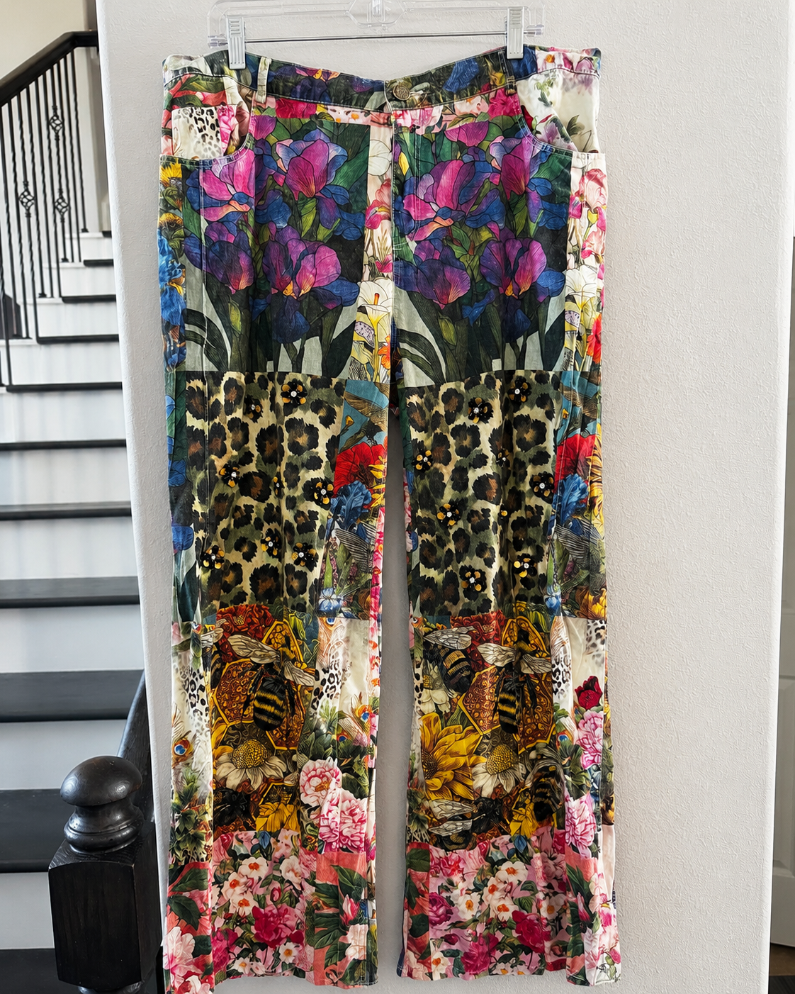 New with Tags A Rare Bird Leopard Garden Pants Size XL with stretch (Retail $130)