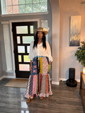 6.18.26 NWT Boho Mix Patch Ruffle Wide Leg Pant (up to Large)