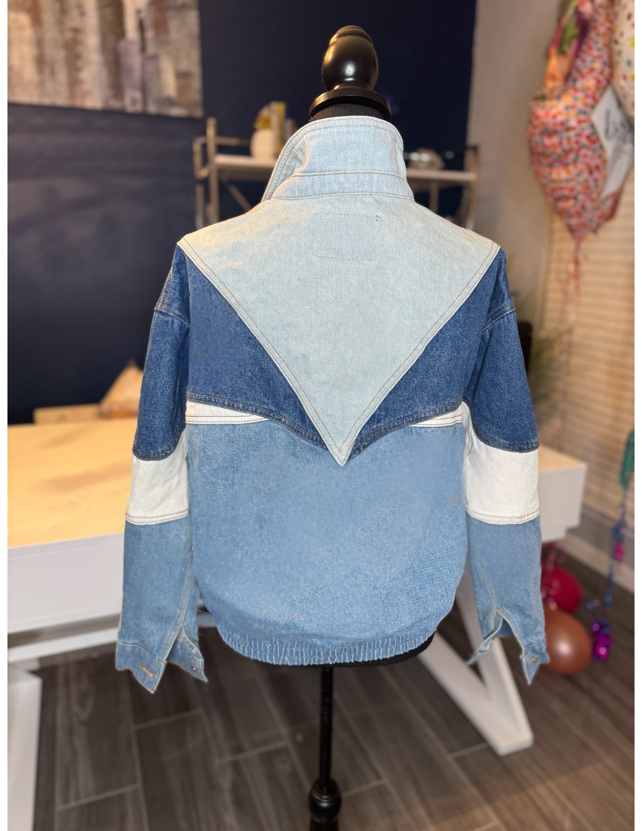 9.6.25 Signature 8 Colorblock Denim Bomber Jacket (Fits Large)