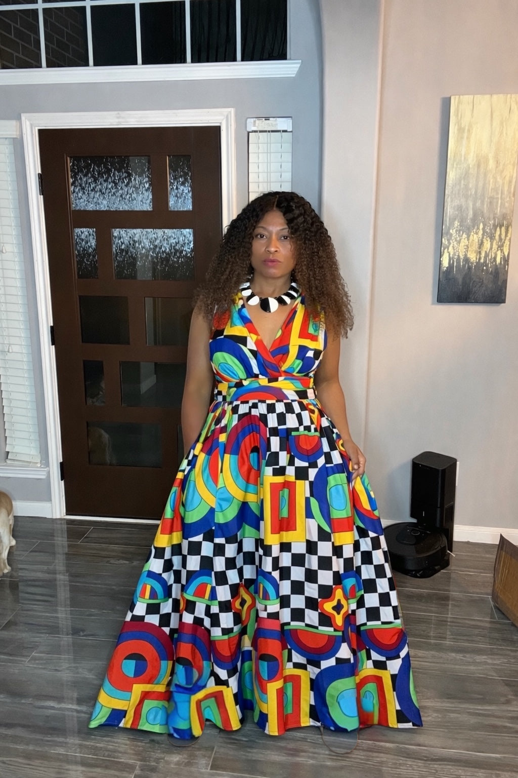 6.13.26 New Multi Check Palazzo jumpsuit (One size fits most up to 1X )