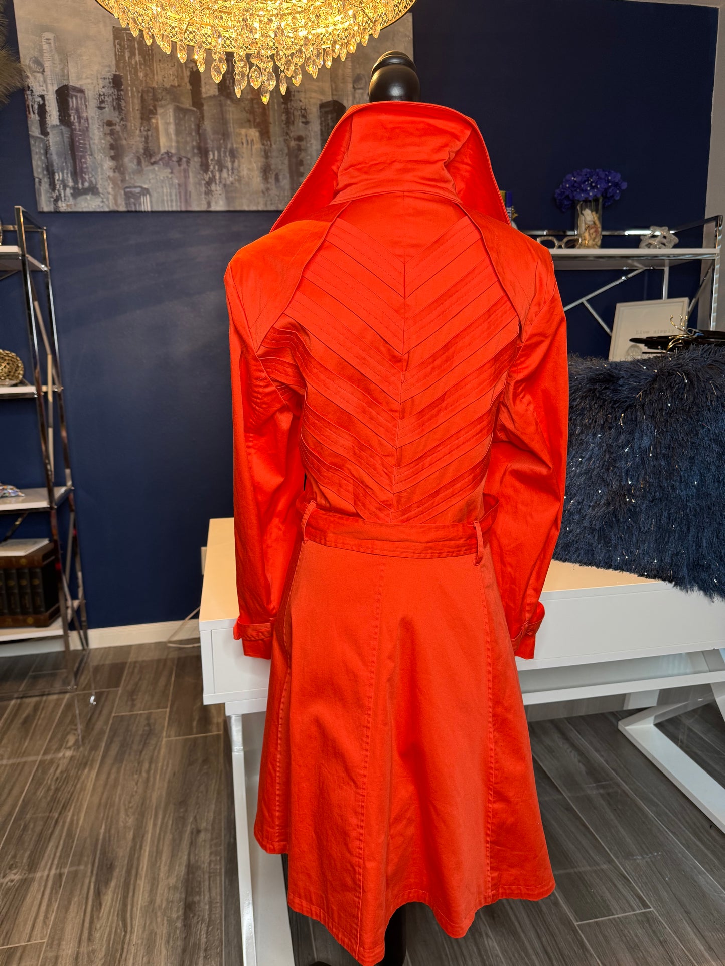 10.25.25 Ashley Stewart Orange Pleated Detail Trench (Size 18/20)