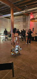 GOLD SEQUIN DRESS SIZE LARGE with stretch- Showstopper