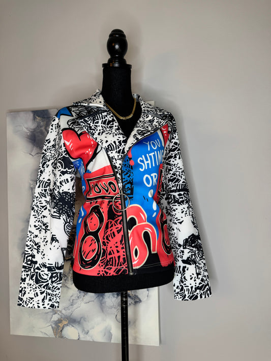 Graffiti Statement Moto Jacket
Size Large