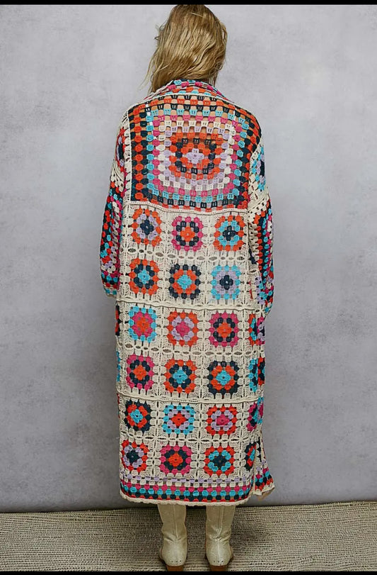 11.16.25 New POL Patch Crochet Long Cardigan (OSFM up to XL)