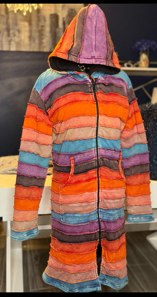 9.19.25 New with Tags Boho Colorblock Hooded Jacket (Size Large)