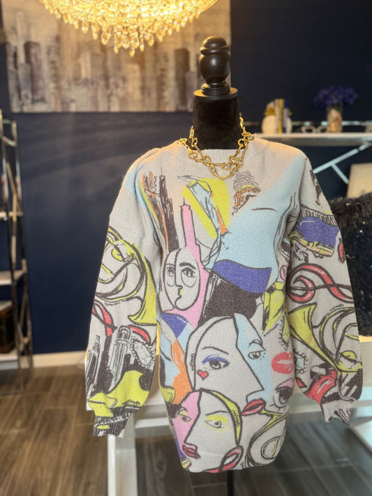 Abstract Artsy Multi Sweater (Size XL)