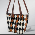 3.8.26 New America Darling Diamond Leather Calf Hair Tote with Tooled Handles