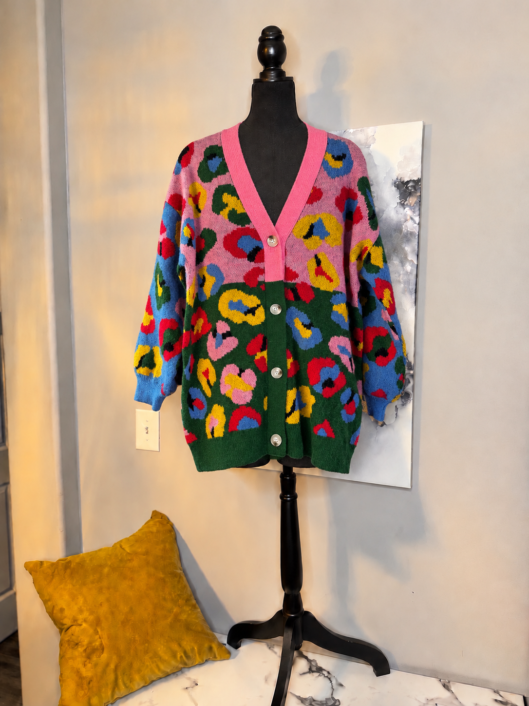 Multicolor Leopard Sweater Cardigan