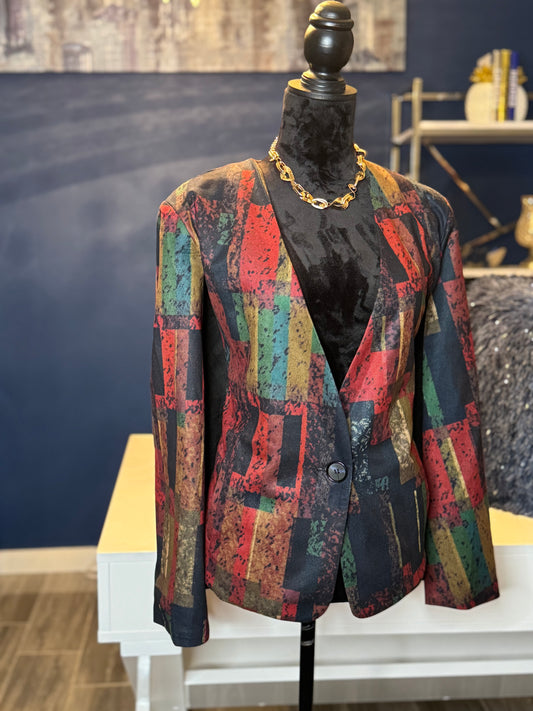 10.13.25 Vintage Aldopho Mosaic Cape Blazer (Size XL)
