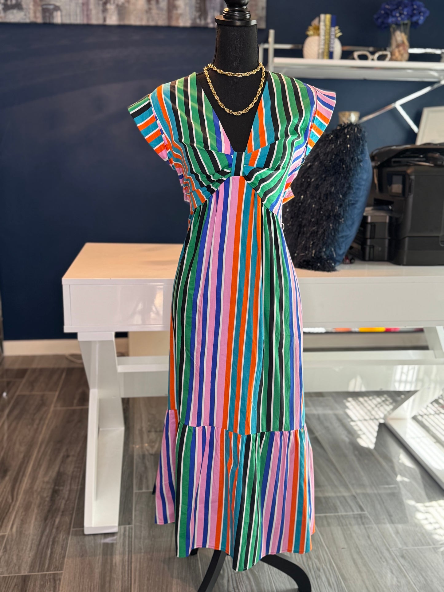 6.18.24 Scoop Multicolor Stripe Shirt Dress (Size XXL )