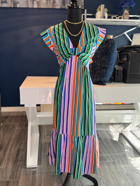 6.18.24 Scoop Multicolor Stripe Shirt Dress (Size XXL )