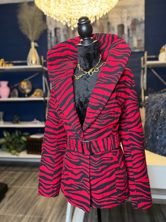 Clara S Ref Zebra Midi Trench with Exaggerated Collar (Size XL)