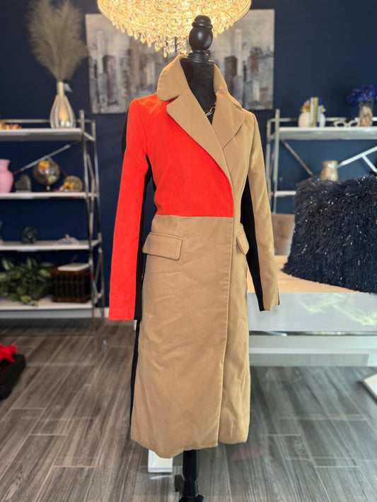 Colorblock Trench Coat (Size Small) Pit to Pit 18