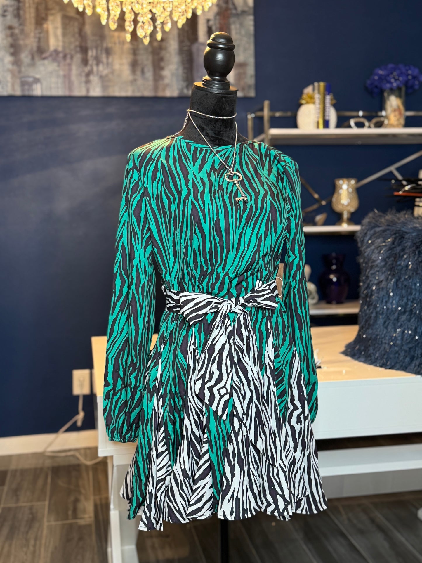 11.1.25 Colorblock Zebra Print Dress (Size Small) 18inches pit to pit