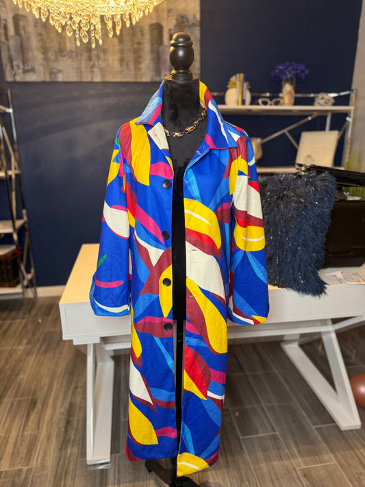 Blue Mix Abstract Trench (Size Large
