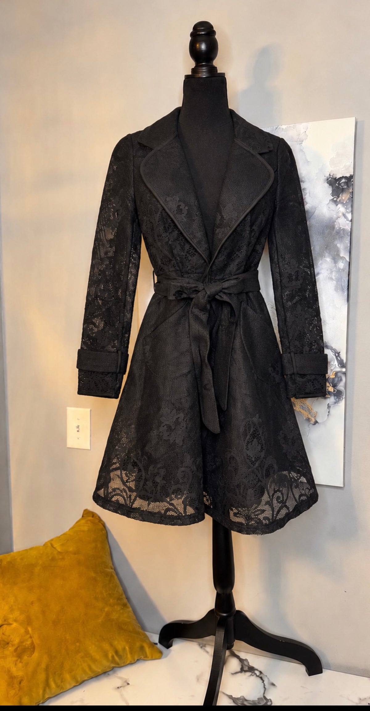Madrag Black  Sheer Trench Coat